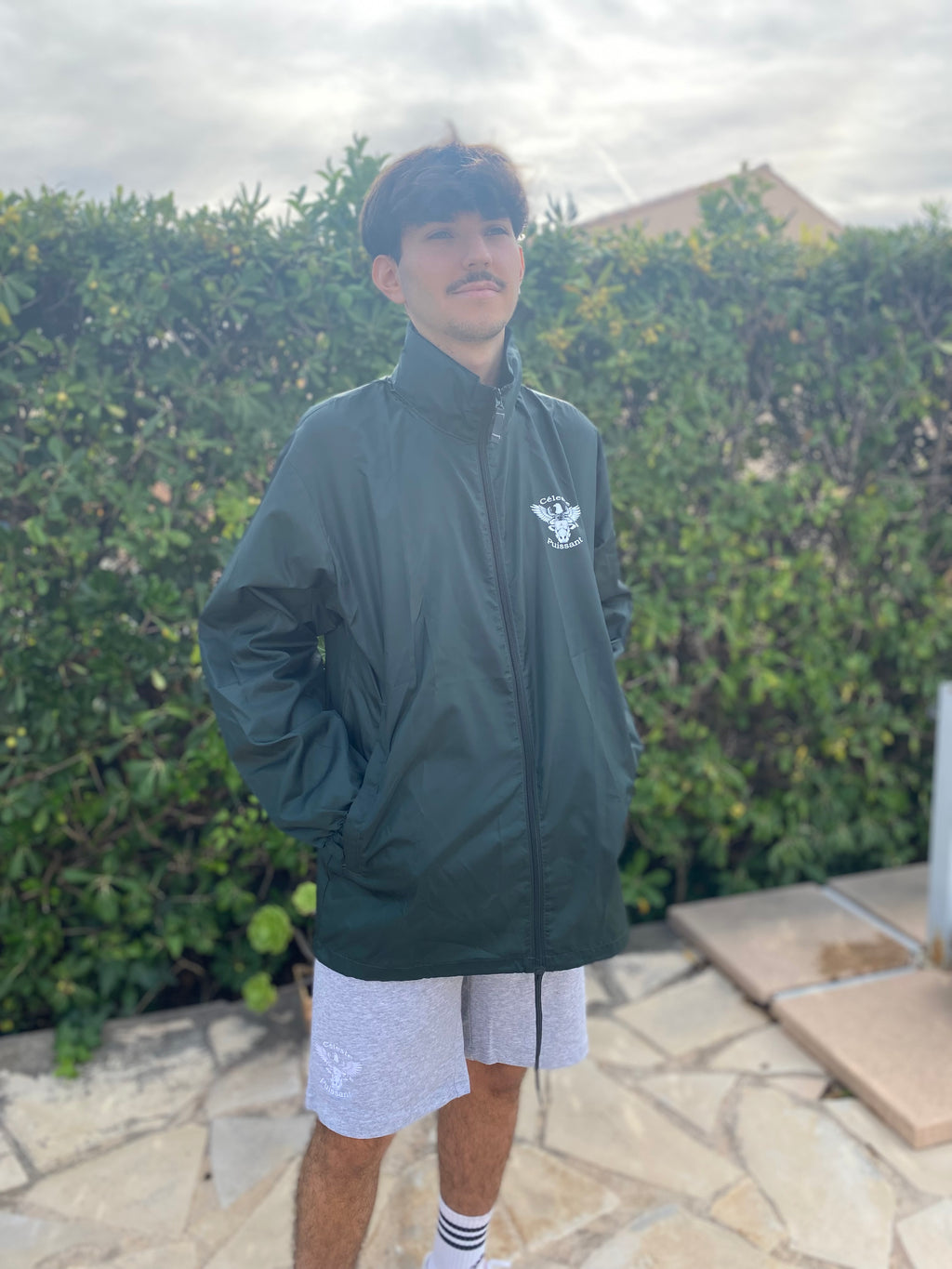 Coupe-vent kaki logo blanc