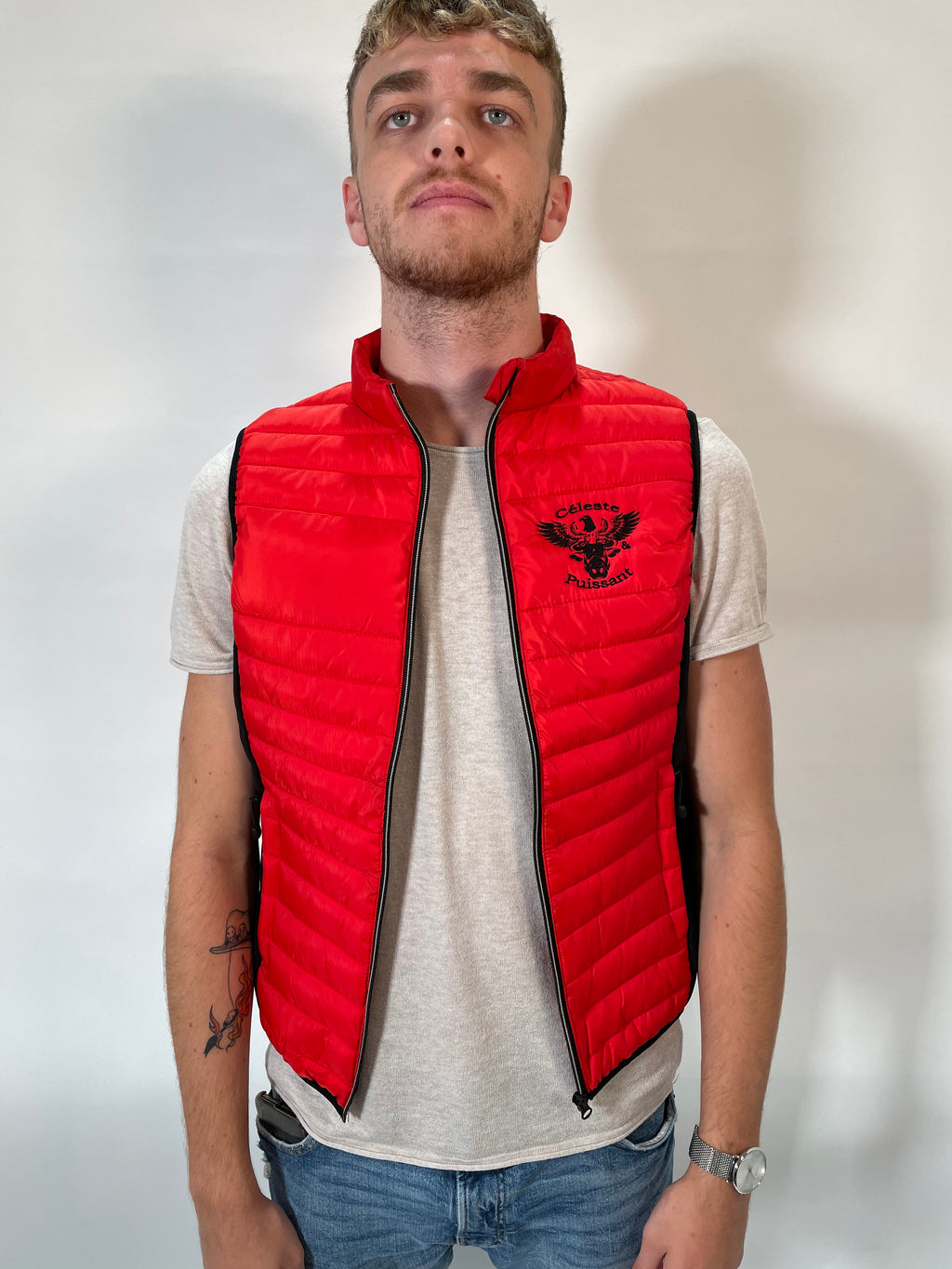 Doudoune sans manches rouge