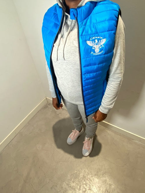 Doudoune sans manches bleue claire