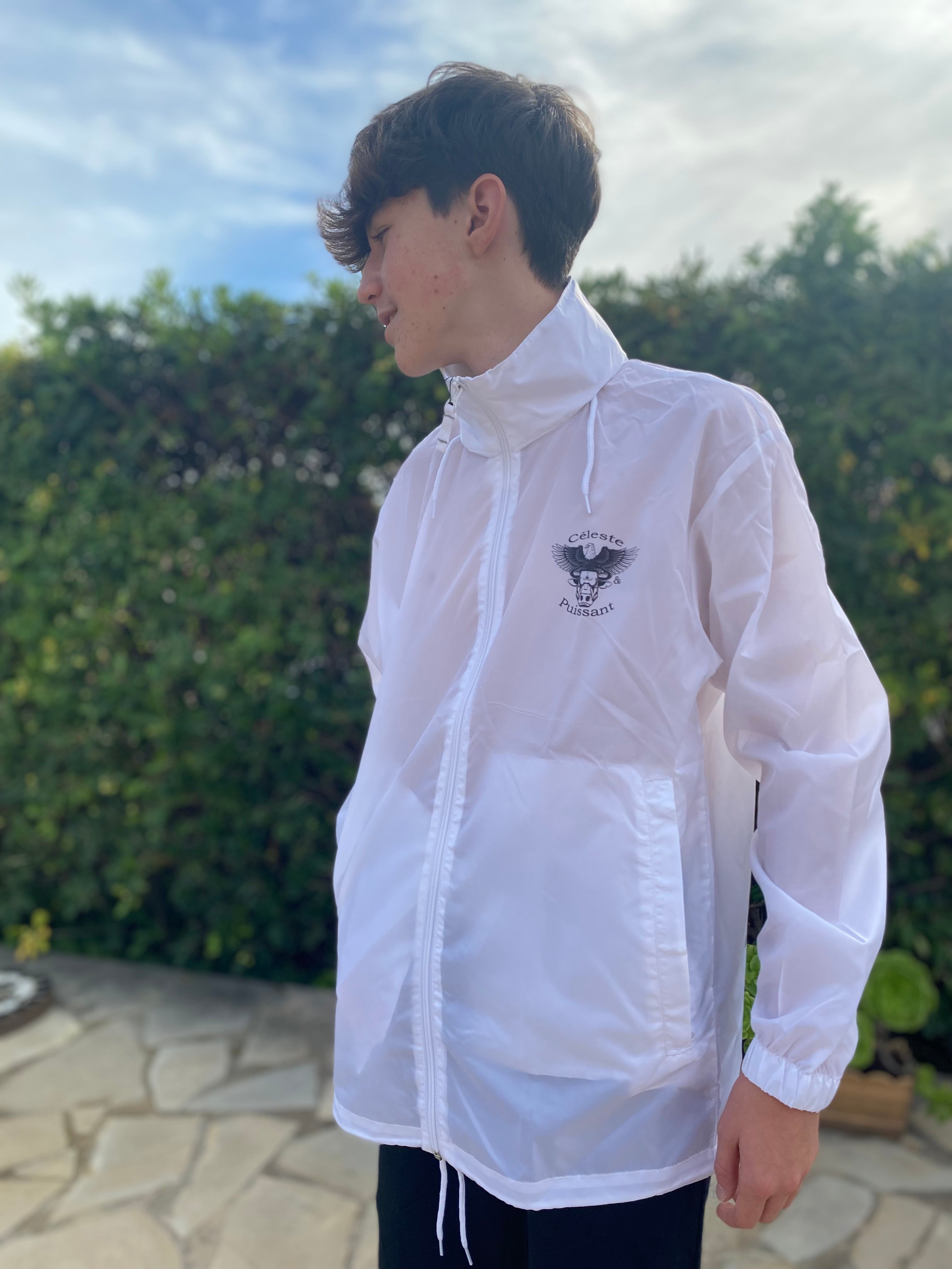 Coupe-vent blanc logo noir