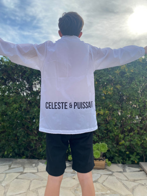 Coupe-vent blanc logo noir