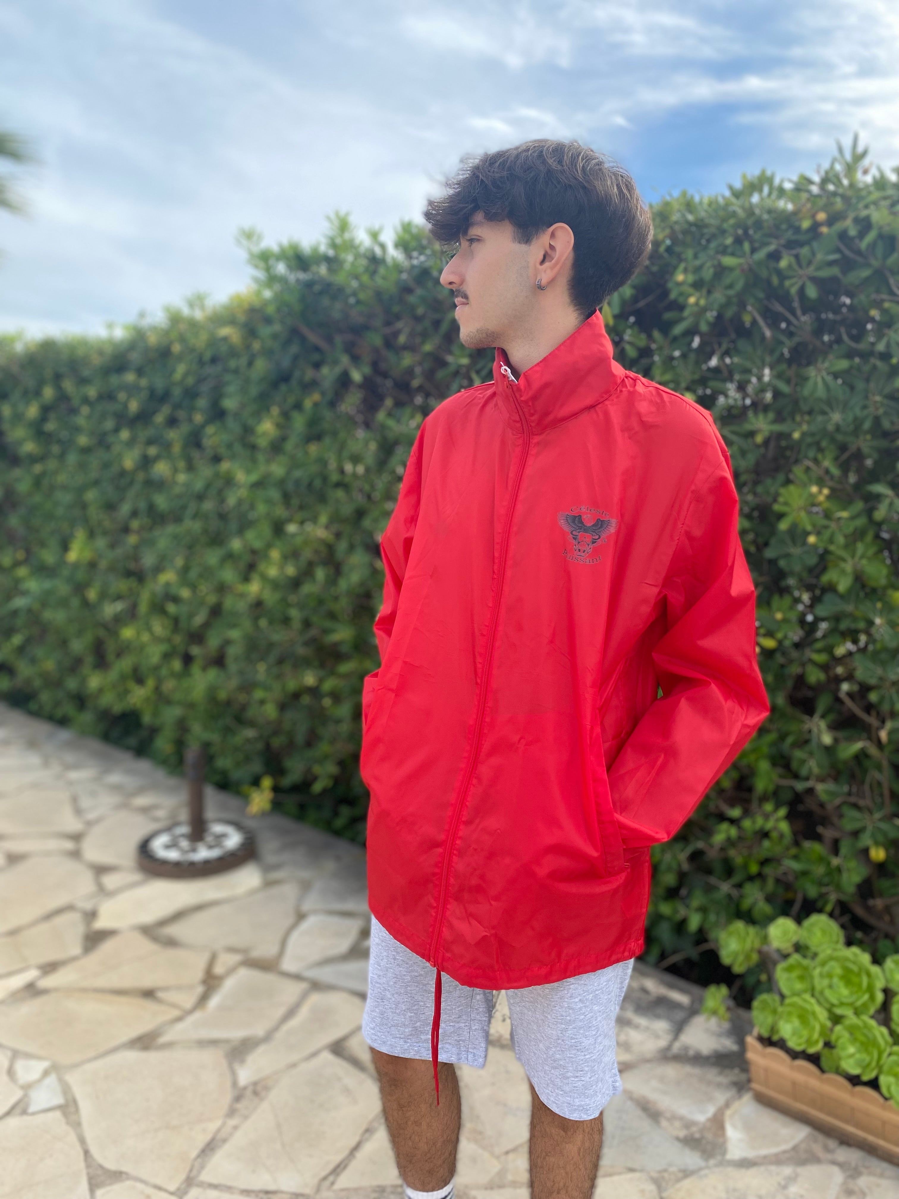 Coupe-vent rouge logo noir