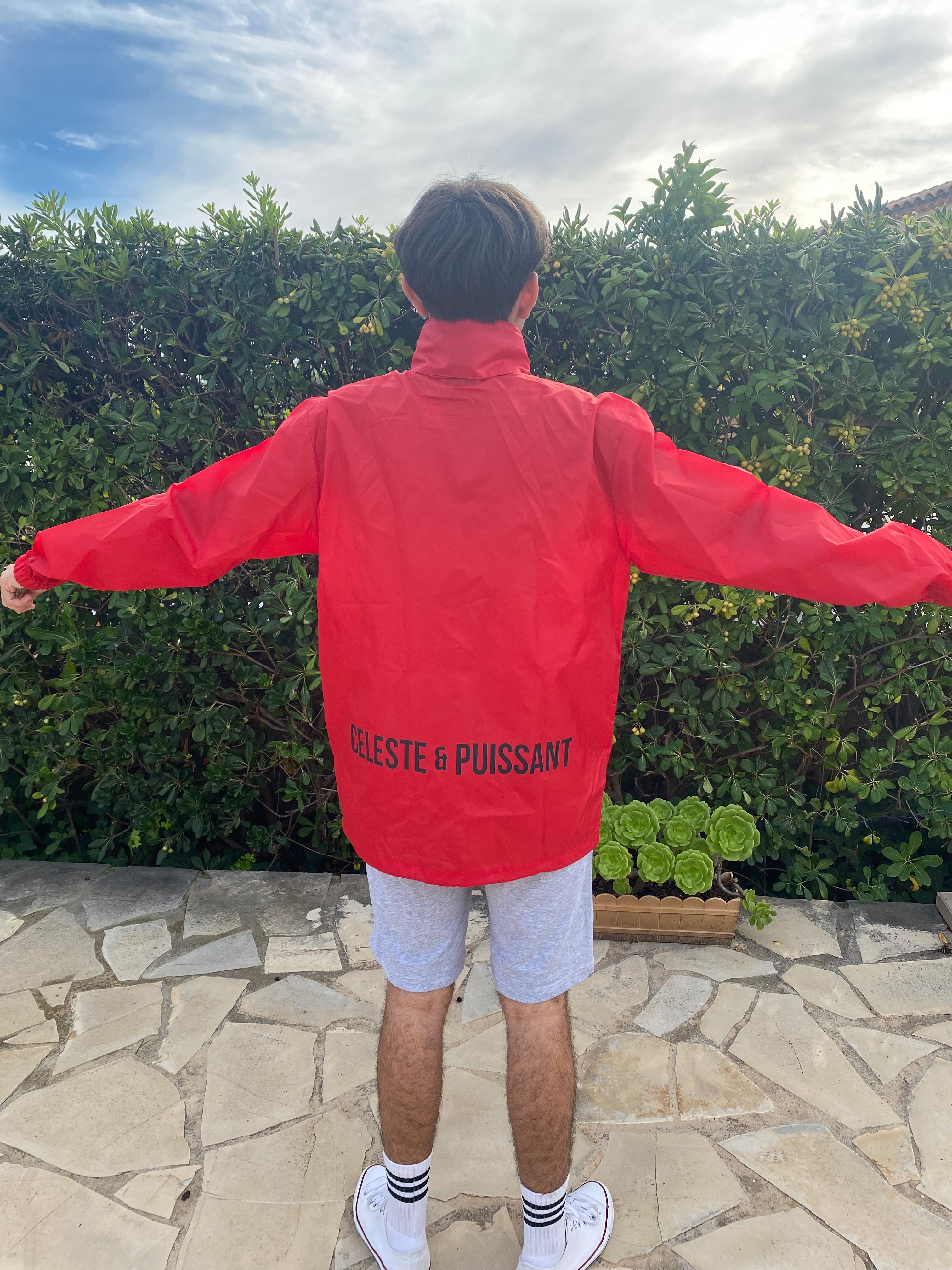 Coupe-vent rouge logo noir