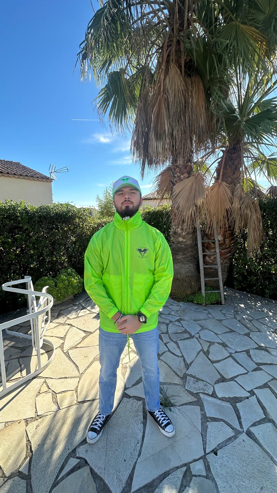 Coupe-vent jaune fluo logo noir