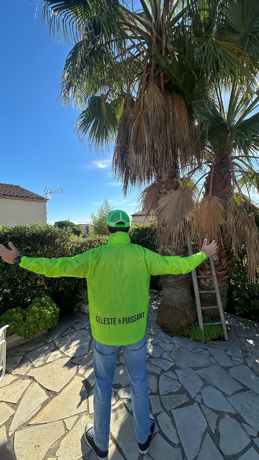 Coupe-vent jaune fluo logo noir